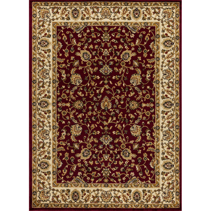 Charlton Home® Alondra Power Loom Brown/Red Rug & Reviews Wayfair